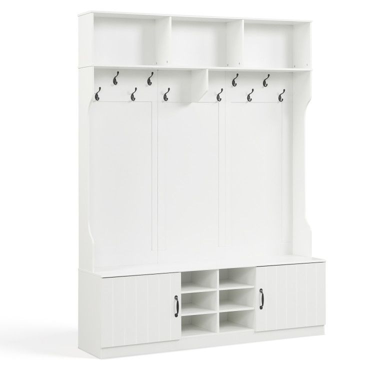 59" Wide 6-in-1 Hall Tree with Bench and Storage