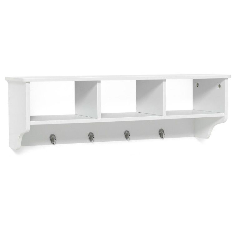 Wall Mount Hooks Shelf for Entryway Storage