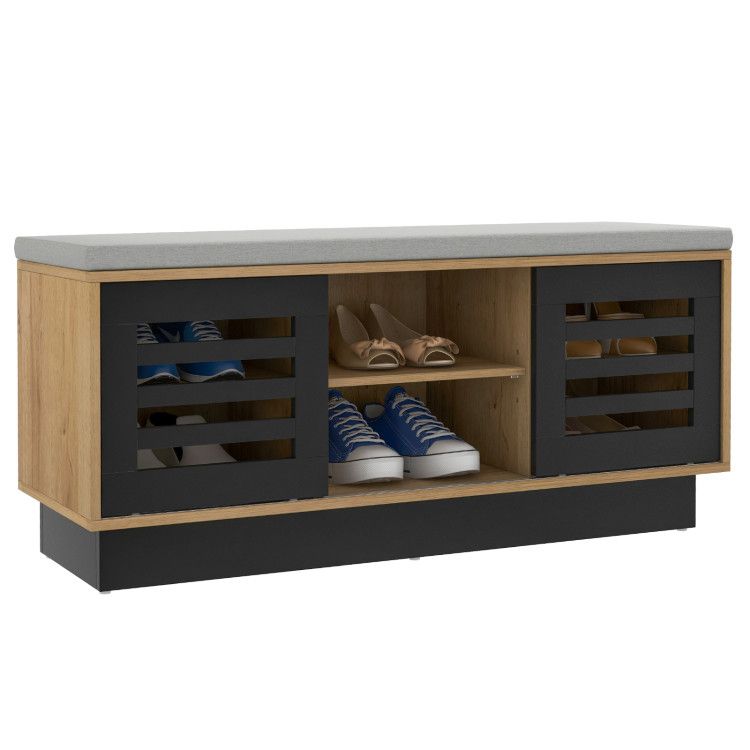 Shoe Storage Bench with 6 Compartments and 3 Adjustable Shelves