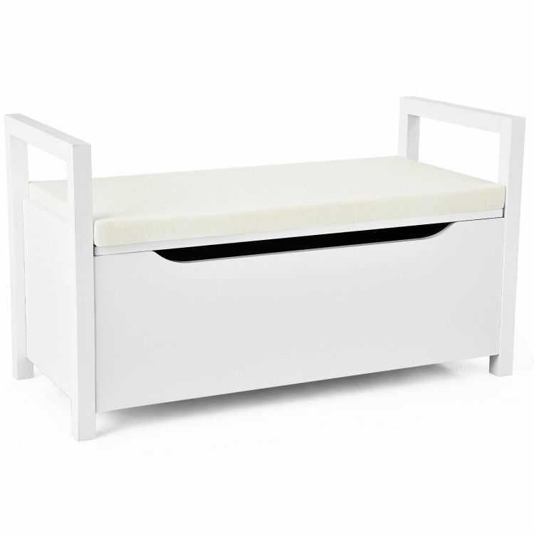 34.5 x 15.5 x 19.5 Inch Shoe Storage Bench with Cushion Seat