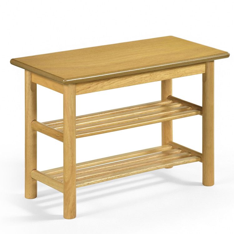Shoe Rack Bench 3-Tier Rubberwood Shoe Changing Bench