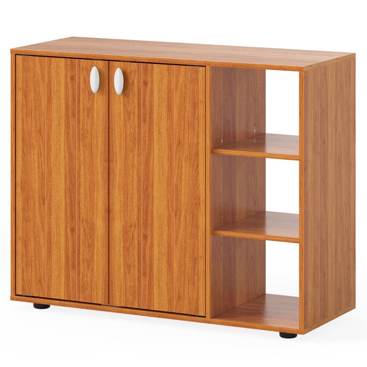 3-Tier Shoe Cabinet with Doors with Adjustable Open Shelves for Entryway