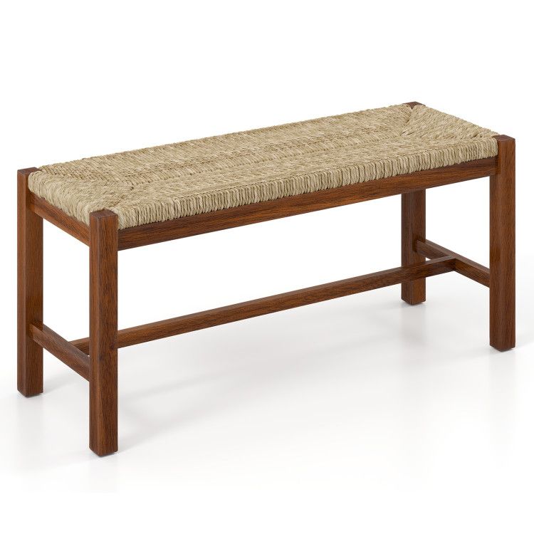 40 Inch Long Wood Bench with Solid Rubber Wood Frame