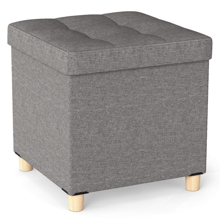 18 Inches Ottoman with Storage and Rubber Wood Legs