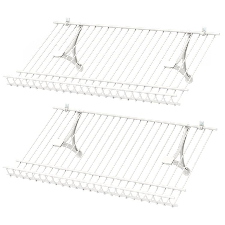 Closet Shelves Wall Mounted Set of 2 Metal Wire Shoe Racks