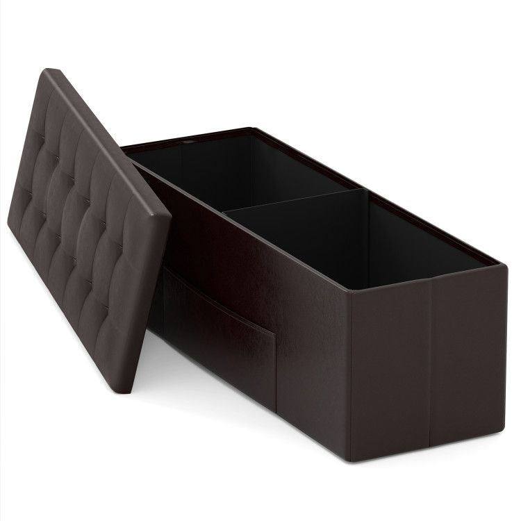 43 Inches Folding Storage Ottoman Bench Foot Rest Stool End of Bed Bench