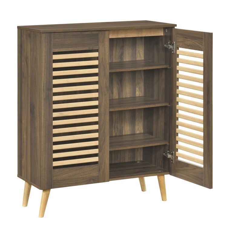 Shoe Cabinet with Louvered Doors and Removable Shelves Shoe Cabinet with Louvered Doors and Removable Shelves