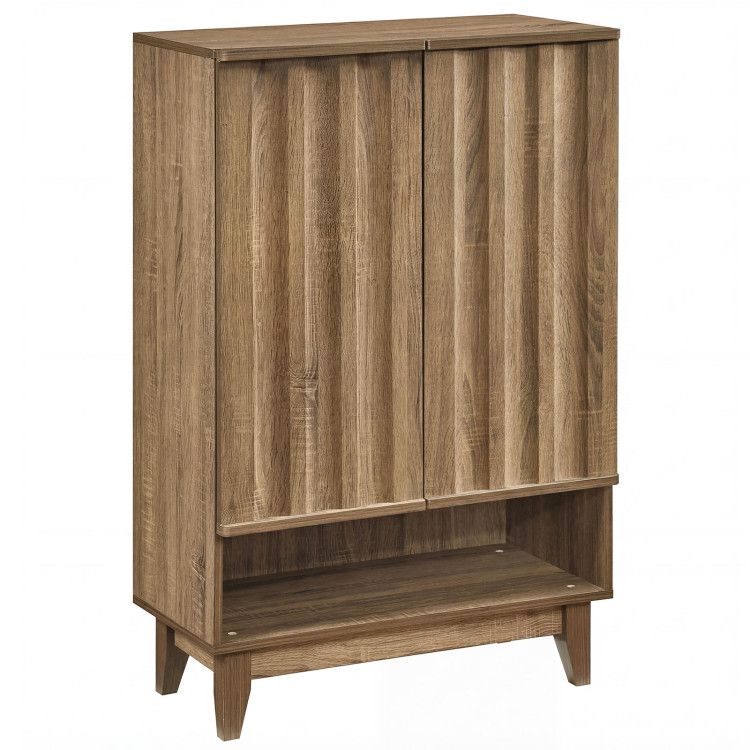 6-Tier Shoe Storage Organizer with 2 Fluted Doors