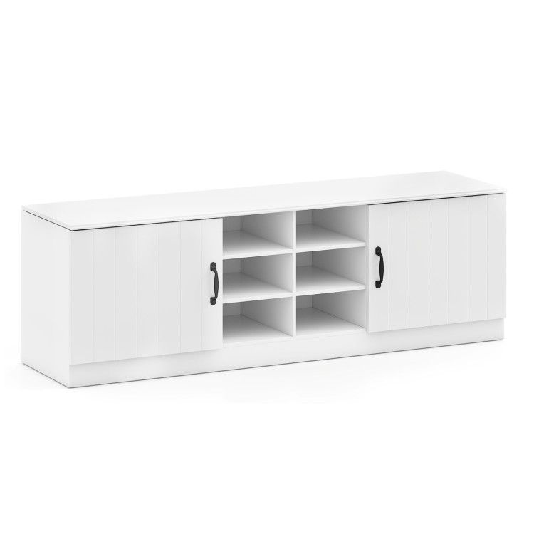 2-Door Shoe Bench Storage Cabinet with Adjustable Shelves