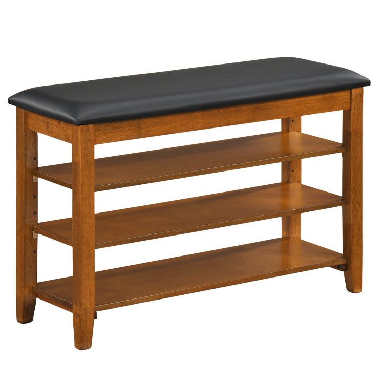 3-Tier Shoe Rack Bench with Adjustable Shelves and Soft Cushion for Entryway and Living Room