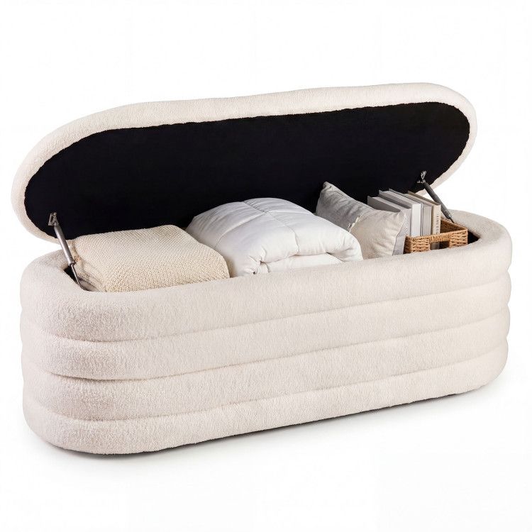 Upholstered Fabric Storage Ottoman Bench for End of Bed with 2 Struts Upholstered Fabric Storage Ottoman Bench for End of Bed with 2 Struts