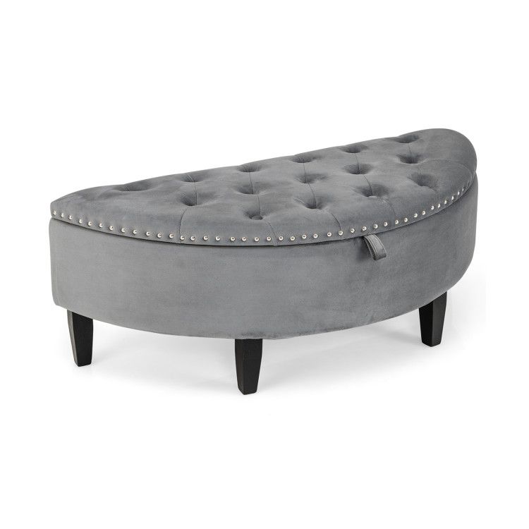 Half Moon Storage Bench with Rubber Wood Legs