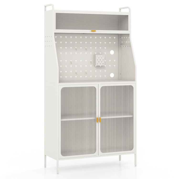 5-Tier Metal Baker's Rack with See-through Flip-up Door and Pegboard