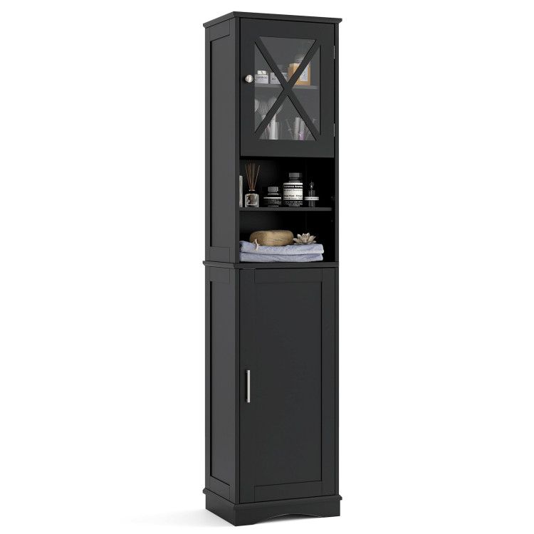 67 Inch Tall Bathroom Cabinet Freestanding Storage Cabinet with 5 Adjustable Shelves