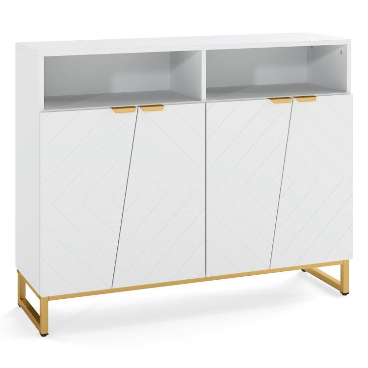 Modern Sideboard Cabinet with 4 Doors and Adjustable Shelves