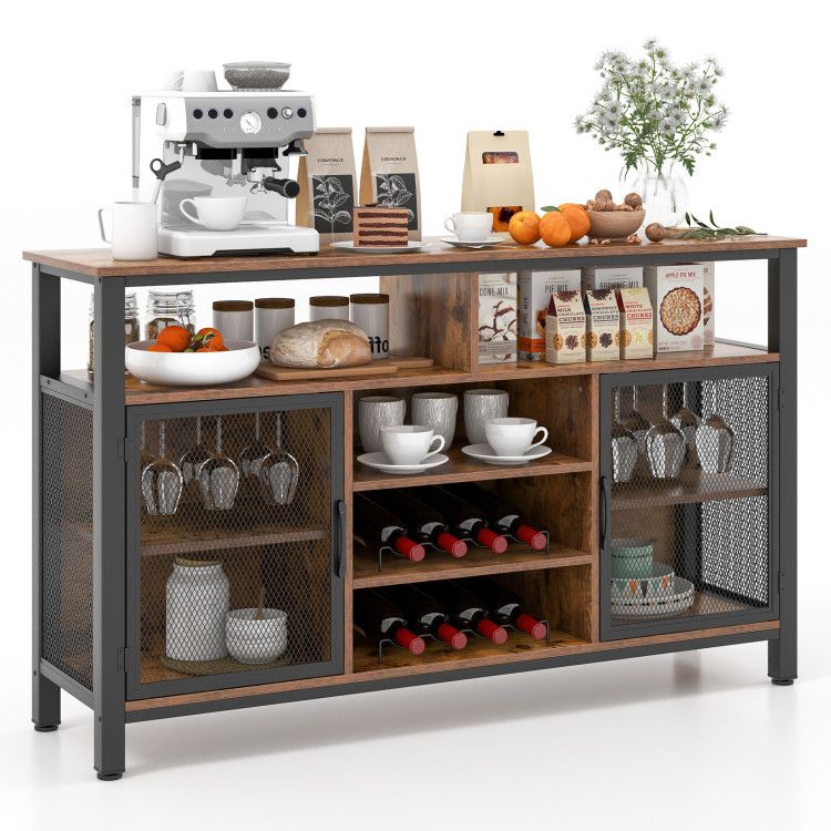 55-Inch Buffet Sideboard with 8-Bottle Wine Racks and Wine Glass Holders 55-Inch Buffet Sideboard with 8-Bottle Wine Racks and Wine Glass Holders