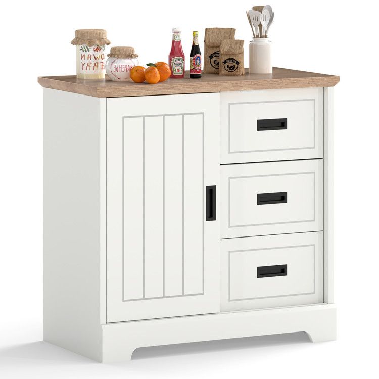Farmhouse Sideboard Buffet Cabinet Kitchen Pantry with Sliding Doors