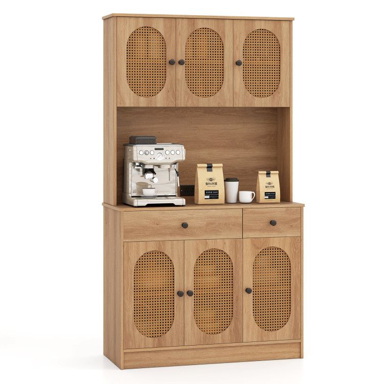 71 Inches Pantry Cabinet with Hutch and Charging Station 71 Inches Pantry Cabinet with Hutch and Charging Station