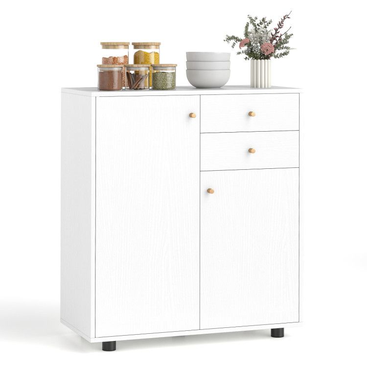 Kitchen Sideboard Buffet Cabinet Coffee Bar Cabinet with 2 Drawers 2 Doors and 3 Adjustable Shelves