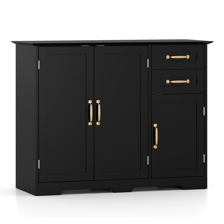 40 Inch Modern Kitchen Sideboard Buffet Cabinet with 2 Drawers and Adjustable Shelf 40 Inch Modern Kitchen Sideboard Buffet Cabinet with 2 Drawers and Adjustable Shelf
