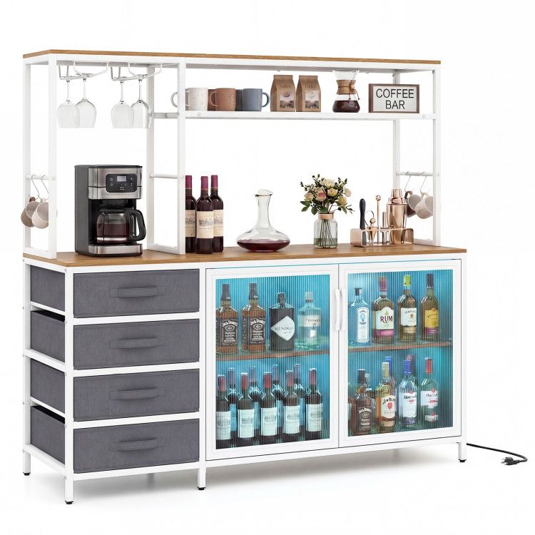 Sideboard Buffet Cabinet with LED Lights 55 inch Coffee Table with Power Outlets Sideboard Buffet Cabinet with LED Lights 55 inch Coffee Table with Power Outlets