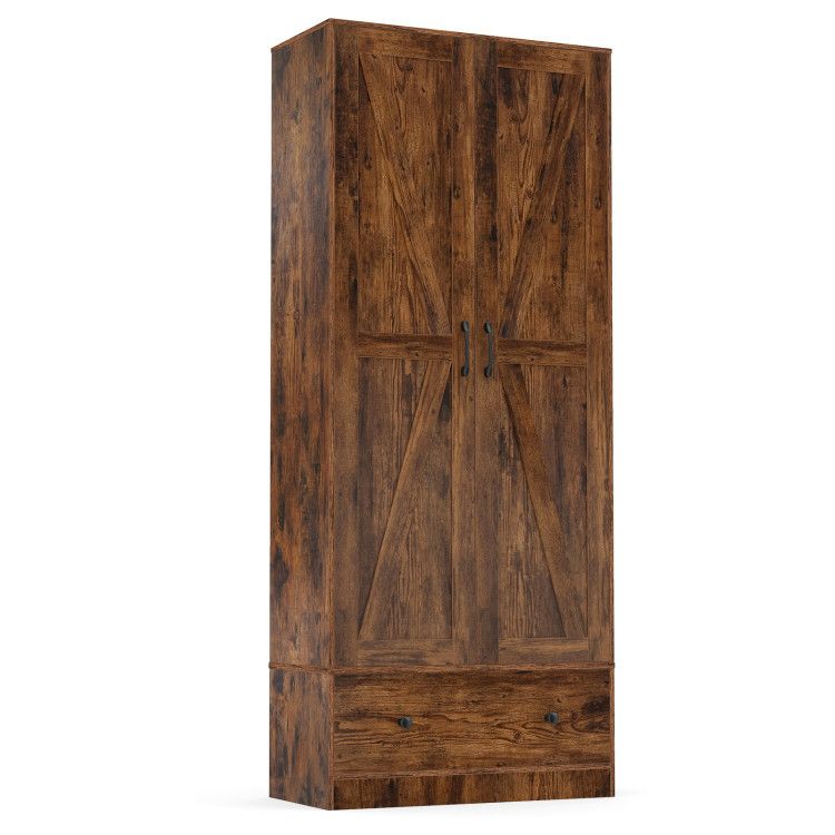 72 Inch Tall Kitchen Pantry Cabinet Farmhouse Wooden Cupboard with 2 Doors