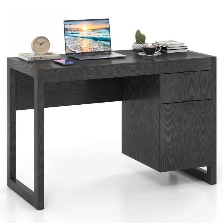 Modern Computer Desk Writing Workstation with Cabinet and Drawer Modern Computer Desk Writing Workstation with Cabinet and Drawer