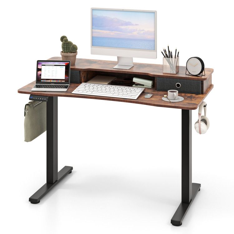 48 Inch x 24 Inch Height Adjustable Electric Standing Desk with 2 Drawers 48 Inch x 24 Inch Height Adjustable Electric Standing Desk with 2 Drawers