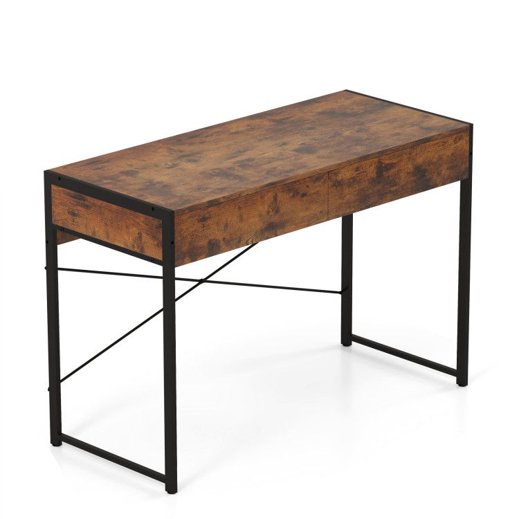 2-Drawer Home Office Desk with Steel Frame