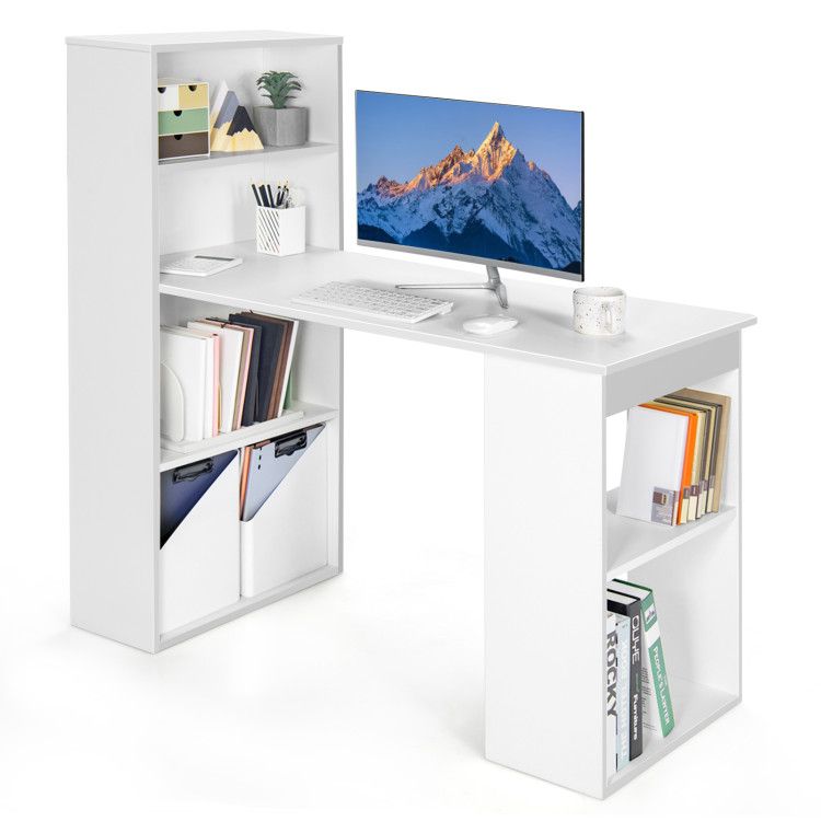 48 Inch Computer Desk with 4-Tier Bookcase and CPU Stand 48 Inch Computer Desk with 4-Tier Bookcase and CPU Stand