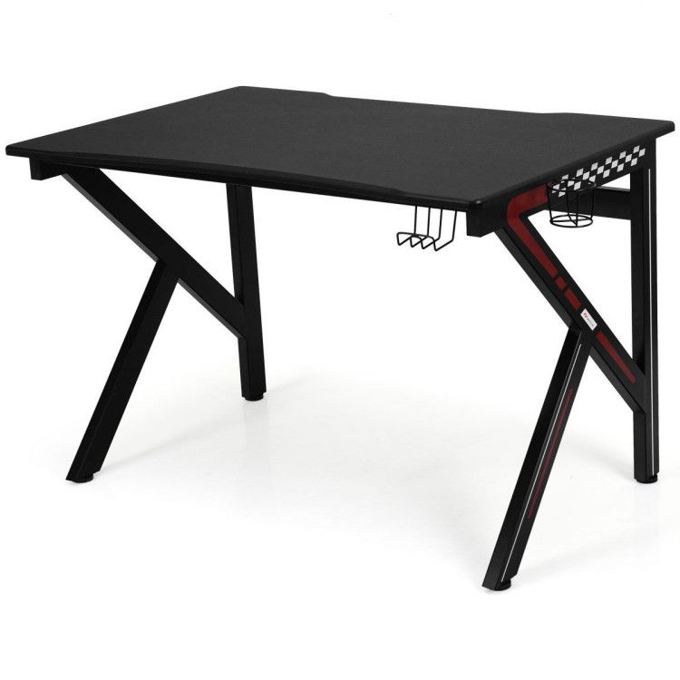K-Shaped Gaming Desk with Cup Holder Headphone K-Shaped Gaming Desk with Cup Holder Headphone