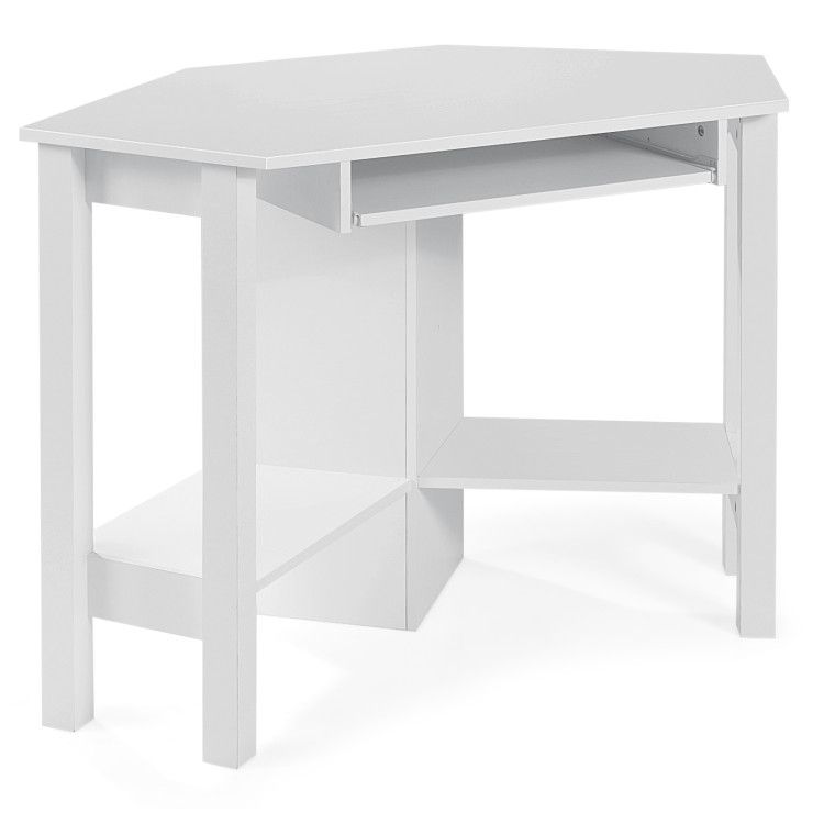 Wooden Study Computer Corner Desk with Keyboard Tray Wooden Study Computer Corner Desk with Keyboard Tray
