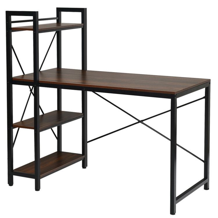 47.5 Inch Writing Study Computer Desk with 4-Tier Shelves 47.5 Inch Writing Study Computer Desk with 4-Tier Shelves