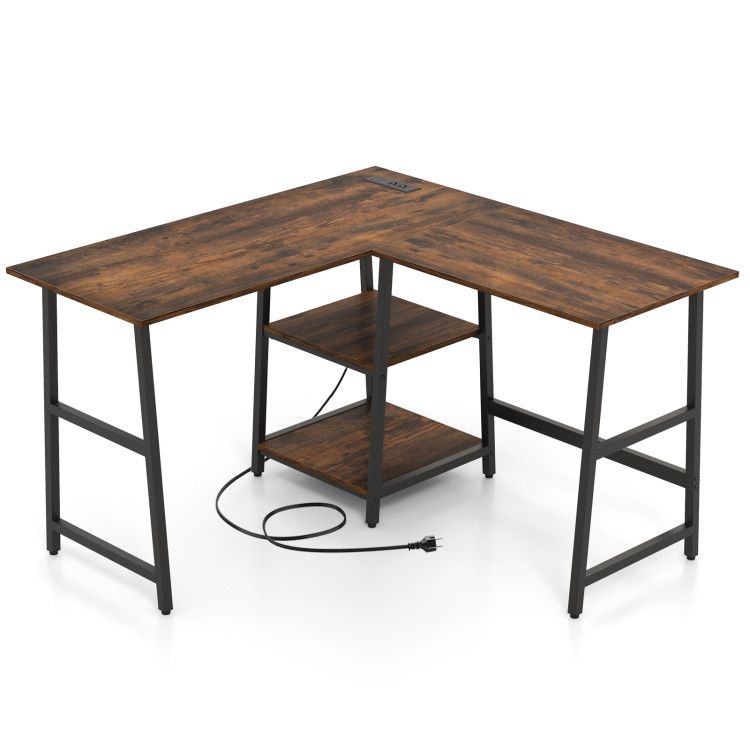 L-Shaped Corner Computer Desk with Storage Shelves L-Shaped Corner Computer Desk with Storage Shelves