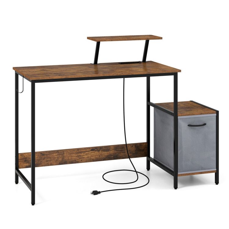 Computer Desk with Reversible Storage Drawer and Moveable Shelf Computer Desk with Reversible Storage Drawer and Moveable Shelf