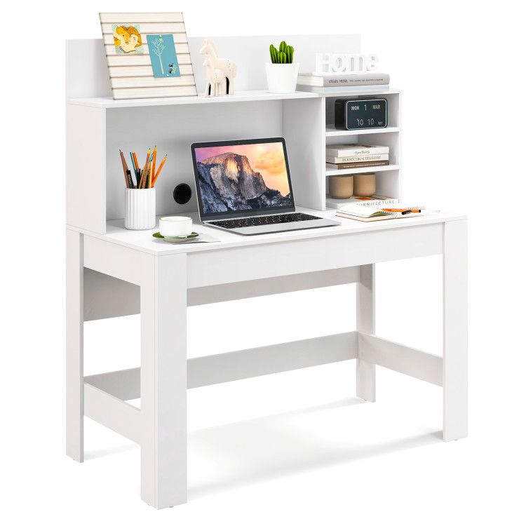 48 Inch Writing Computer Desk with Anti-Tipping Kits and Cable Management Hole 48 Inch Writing Computer Desk with Anti-Tipping Kits and Cable Management Hole