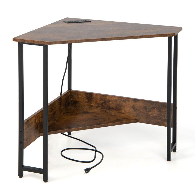 Triangle Computer Corner Desk with Charging Station Triangle Computer Corner Desk with Charging Station