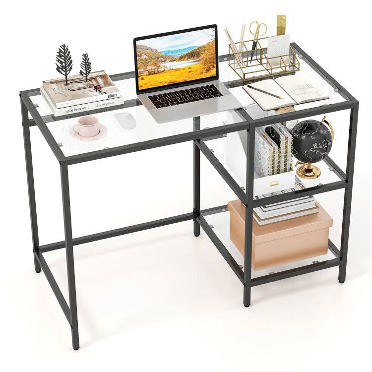 Modern Console Table with 2 Open Shelves and Metal Frame Modern Console Table with 2 Open Shelves and Metal Frame