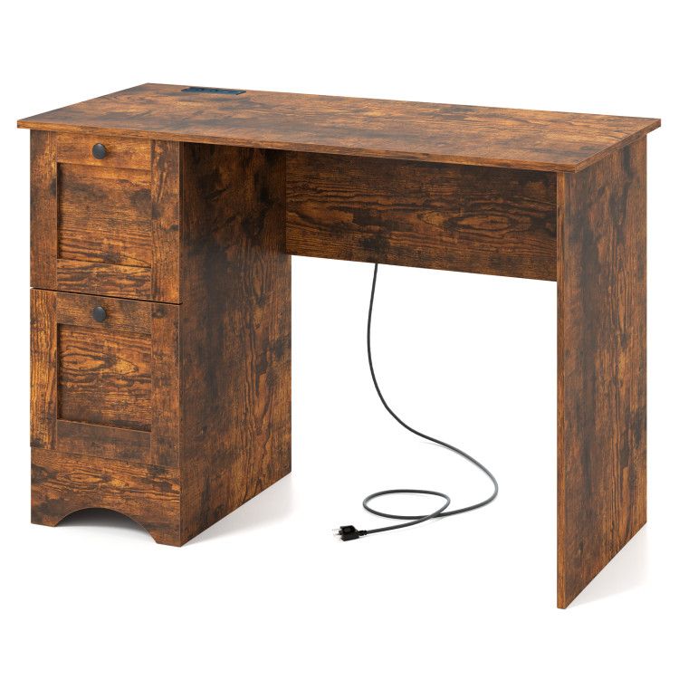 Wooden Computer Desk Workstation with 2 Drawers for Home and Office Wooden Computer Desk Workstation with 2 Drawers for Home and Office