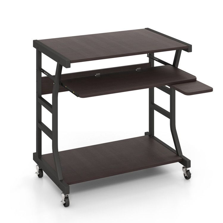 Mobile Computer Desk with Keyboard Tray Mouse Tray and Shelf Mobile Computer Desk with Keyboard Tray Mouse Tray and Shelf