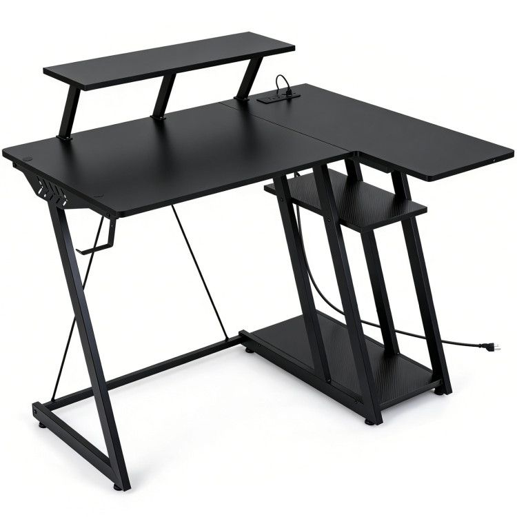 L Shaped Gaming Desk with Outlets and USB Ports L Shaped Gaming Desk with Outlets and USB Ports