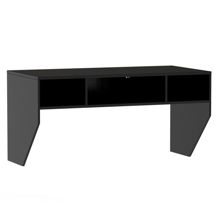 Wall-Mounted Computer Desk Floating Laptop Desk with 3 Storage Compartments