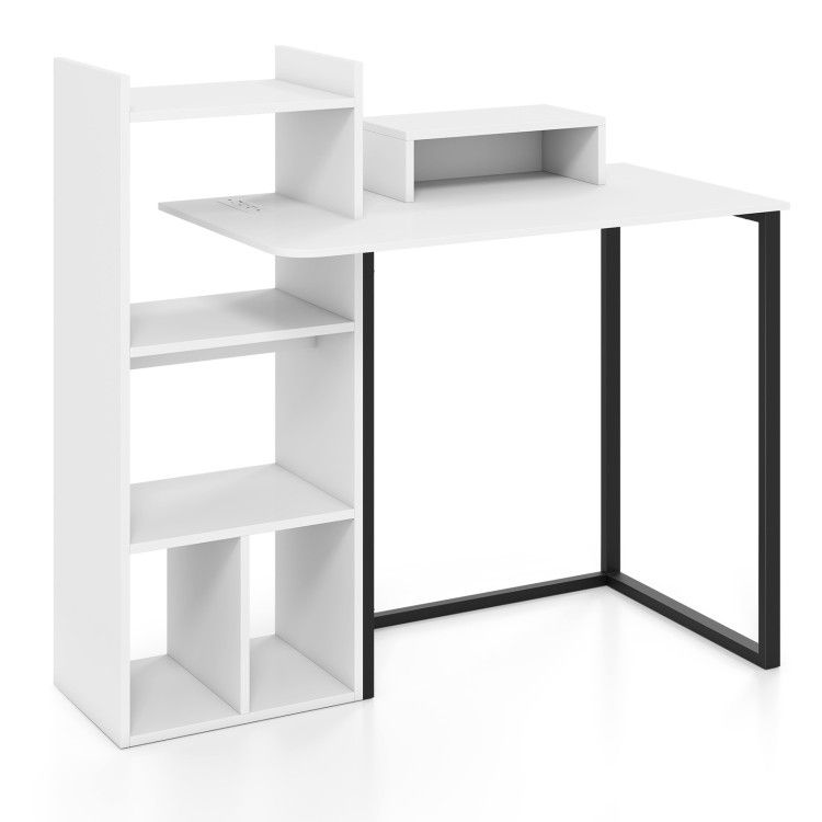 43.5 43.5" Computer Desk with Charging Station and Ergonomic Monitor Stand