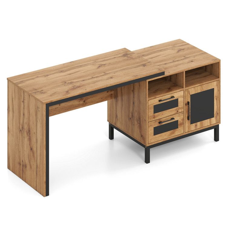 71-Inch Computer Table with Open Compartments and Drawers 71-Inch Computer Table with Open Compartments and Drawers