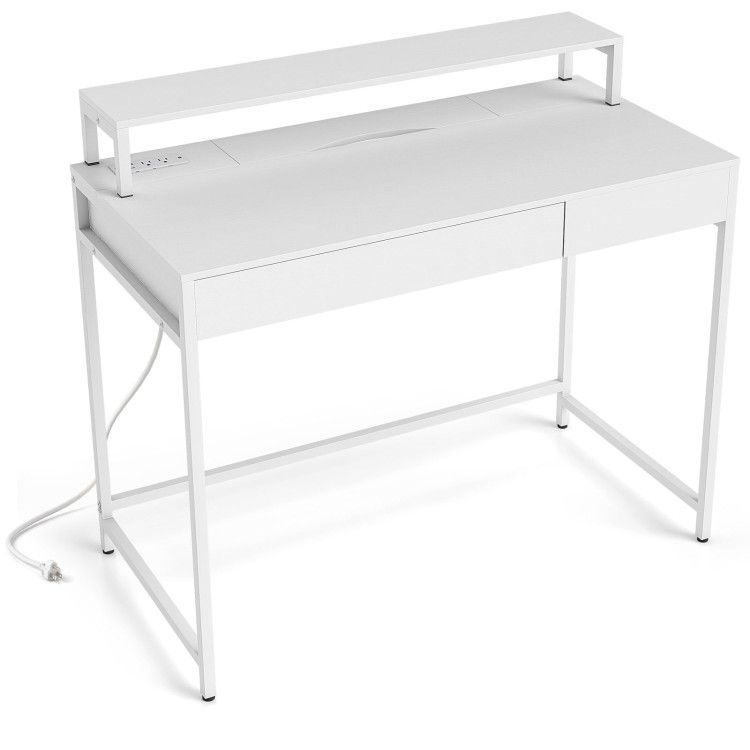 Compact Office Desk with Removable Monitor Shelf and Dual-use Drawer Compact Office Desk with Removable Monitor Shelf and Dual-use Drawer