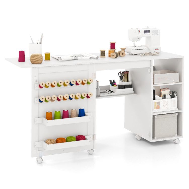 Multifunctional Folding Sewing Machine Craft Station with Storage Shelves Multifunctional Folding Sewing Machine Craft Station with Storage Shelves