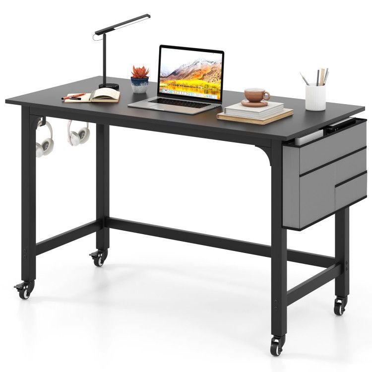 48 Inch Mobile Computer Workstation with 4 Smooth Casters 48 Inch Mobile Computer Workstation with 4 Smooth Casters