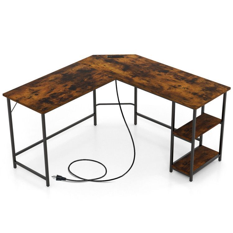 L Shaped Computer Desk with 2 Outlets and 2 USB Ports L Shaped Computer Desk with 2 Outlets and 2 USB Ports