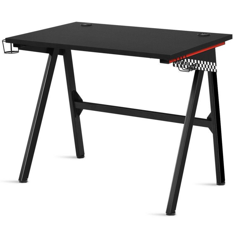 Ergonomic Computer Gaming Desk with Cup Holder and Headphone Hook Ergonomic Computer Gaming Desk with Cup Holder and Headphone Hook