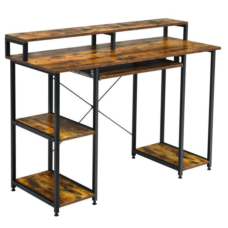 47 Inches Computer Desk Writing Study Table with Keyboard Tray and Monitor Stand 47 Inches Computer Desk Writing Study Table with Keyboard Tray and Monitor Stand